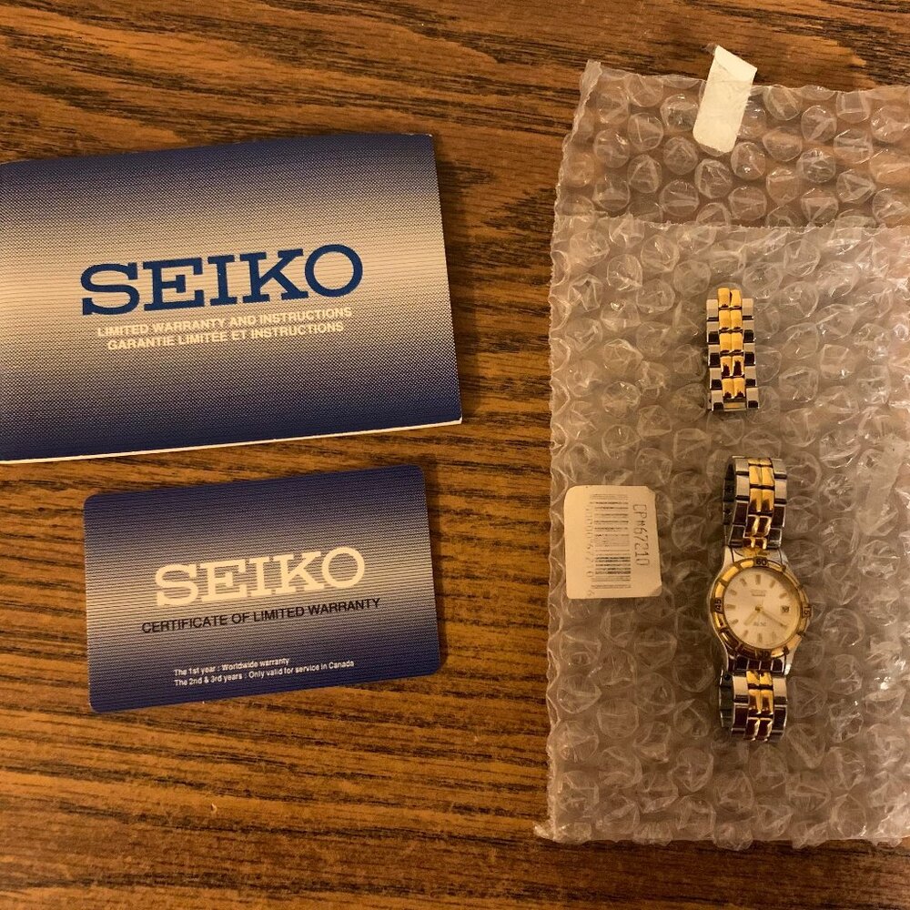 2 Tone Gold and Silver Seiko Quartz Watch with Extra Bezels